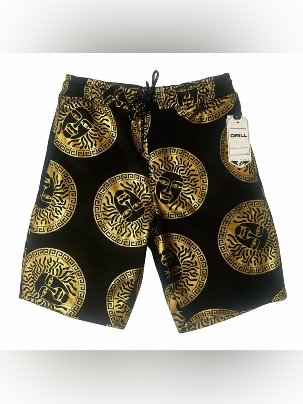 NWT Men’s Black & Gold Medallion Shorts Size Medium